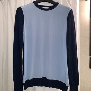Silk Panel Blue Color Equipment Sweater